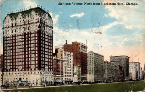 Michigan Avenue North from Blackstone Hotel Chicago IL Postcard PC15