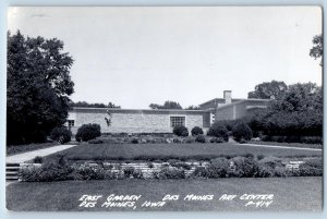 Des Moines Iowa IA Postcard RPPC Photo East Garden Des Moines Art Center c1940's