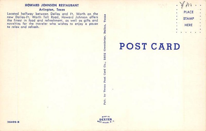 Howard Johnson Restaurant Postcard