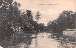 Rivier bij hoogwater Batavia Indonesia, Republik Indonesia Postal Used Unknow...