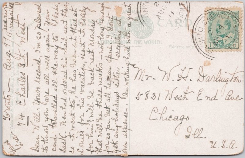 Hanlon's Point Toronto Ontario Canada Vintage Lithograph Postcard H81