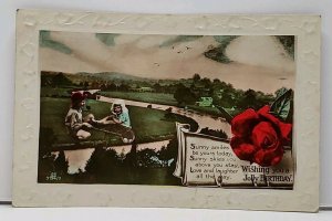 RPPC Birthday Children in Wheelbarrow Real Photo Hand Colored c1910 Postcard H15