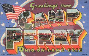 367437-Large Letter Linen, Military Camp Perry Ohio on Lake Erie