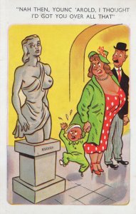 Nude Roman Risque Statue Art Gallery Topless Comic Postcard