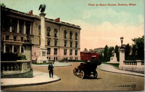 Vtg 1908 View at State House Old Cars Boston Massachusetts MA Postcard Postcard