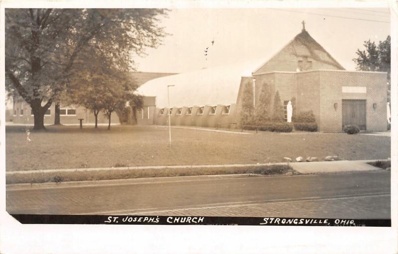 F61/ Strongsville Ohio RPPC Postcard c1950s St Joseph’s Church Building