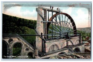 Laxey Isle of Man Postcard Great Wheel People on Top c1910 Unposted Antique