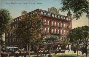 El Paso Texas TX Hotel Sheldon and Plaza c1910 Vintage Postcard