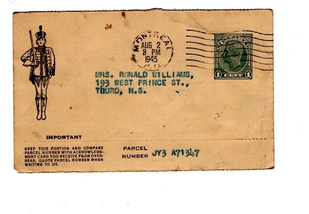 Canadian Postal Stationery, George VI, Imperial Tobacco, Montreal, 1944