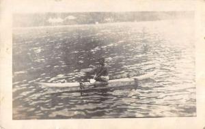 Real Photo Native Islander on Canoe Antique Postcard L838 