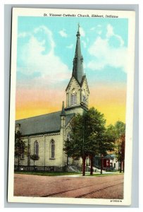 Vintage 1940's Postcard St. Vincent Catholic Church Elkhart Indiana