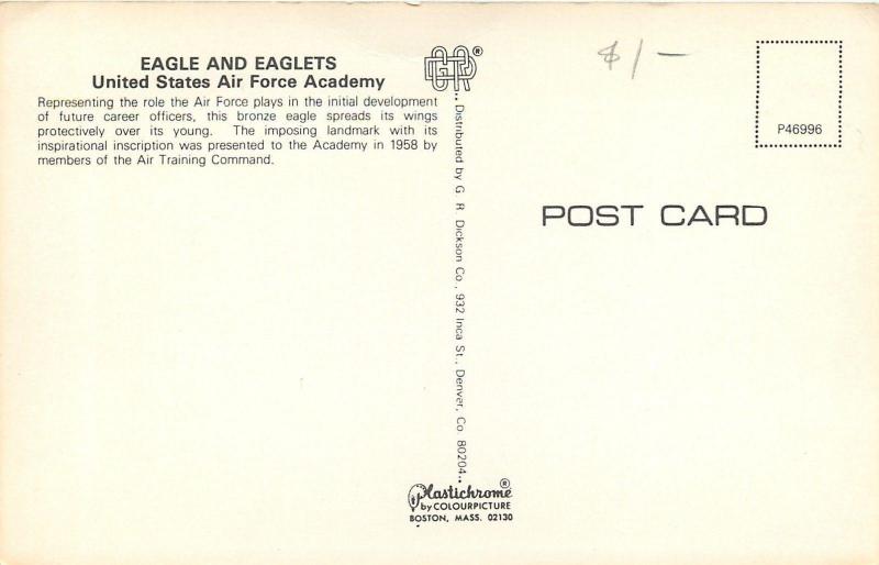 Colorado~US Air Force Academy~Airmen At Attention~Bronze Eagle & Eaglet~1960s