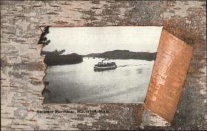 Haverhill MA Steamer Ship Merrimac - Faux Bark Border c1910 Postcard