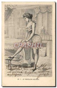 Old Postcard Fantasy Illustrator Woman trousers d & # 39assaut