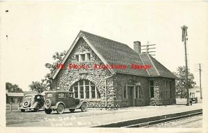 Depot, Michigan, Lawton, RPPC, Michigan Central Railroad, 1936 PM, Photo