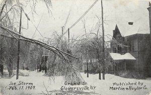 c1909 Postcard; Gloversville NY Grand Street Scene, Ice Storm 2-17-1909 Unposted