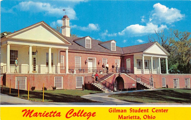 Marietta Ohio 1960s Postcard Marietta College Gilman Student Center