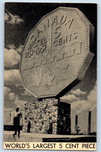 Canada Postcard The Big Nickle World's Largest 5 Cent Piece c1940's Vintage