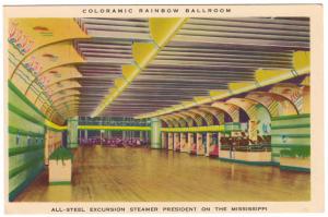 MISSISSIPPI RIVER STEAMER PRESIDENT THE RAINBOW BALLROOM VINTAGE POSTCARD (4)