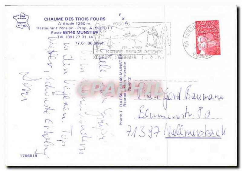 Postcard Modern Stubble Three Fours Restaurant Pension