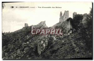 Old Postcard Crozant Overview of Ruins