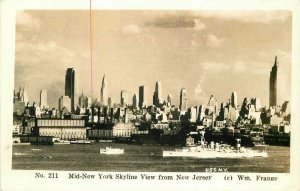 Frange Mid New York Skyline View New Jersey 1930s RPPC Photo Postcard 6792