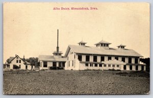 Shenandoah Iowa~Alba Dairy Buildings~Farm House Beyond~1911 Postcard