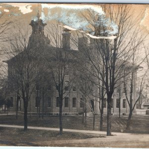 1909 Sturgis, Mich. Central School RPPC Brick Building Real Photo Postcard A97