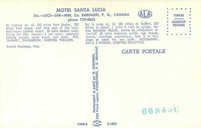 Canada, Quebec, Rimouski, Ste.-Luce-Sur-Mer, Motel Lucia,  W. Shermer No. 11949