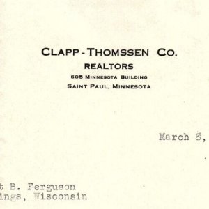 1932 SAINT PAUL MINNESOTA CLAPP-THOMSSEN CO REALTORS LETTERHEAD  Z5476