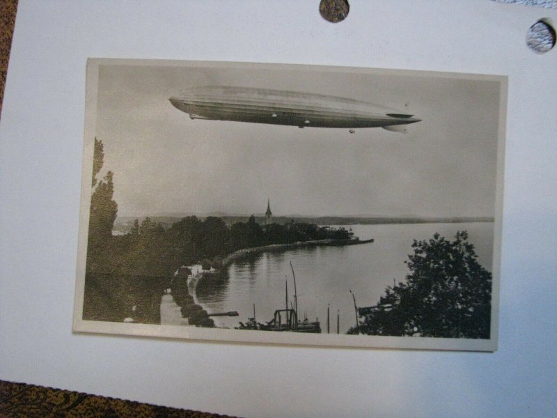 Postcard Germany Airship graf zeppelin Friedrichshafen Lake 