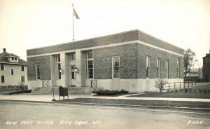 Cook Flag Rice Lake Wisconsin 1940s RPPC Photo Postcard New Post Office 11540