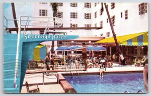 52 Sovereign Ocean Front Miami Beach Florida Swimming Pool Posted Postcard