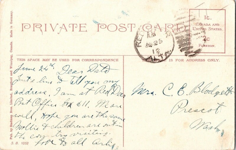 Bow River Massive Range Banff Alta Private Post Card Postcard WOB Antique Note 