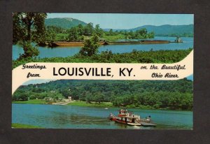 KY Greetings From Louisville Ohio River Scene Ferry Boat Kentucky Postcard