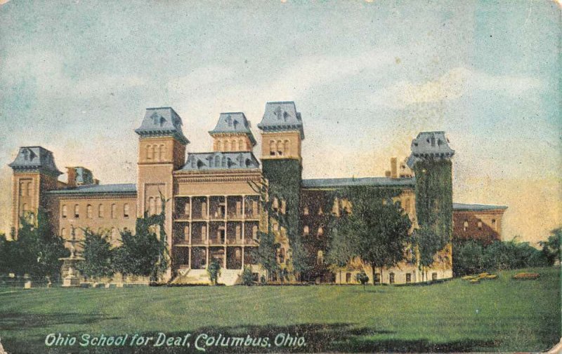 Columbus Ohio Ohio School For The Deaf Color Lithograph Vintage Postcard U4602