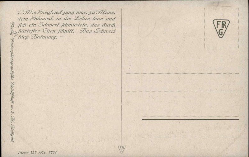 Blacksmith Anvil Hammer Forge etc SIEGFRIED Opera Art Ser 127 #3724 Postcard