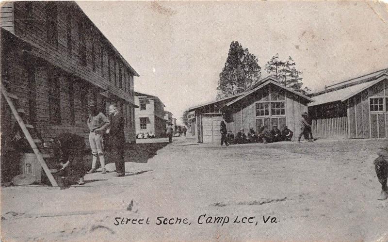 A85/ Camp Lee Virginia Va Postcard c1920 Street Scene Soldiers Barracks