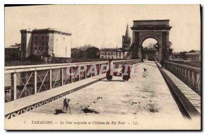 Old Postcard Tarascon Suspension Bridge and the castle of King Rene