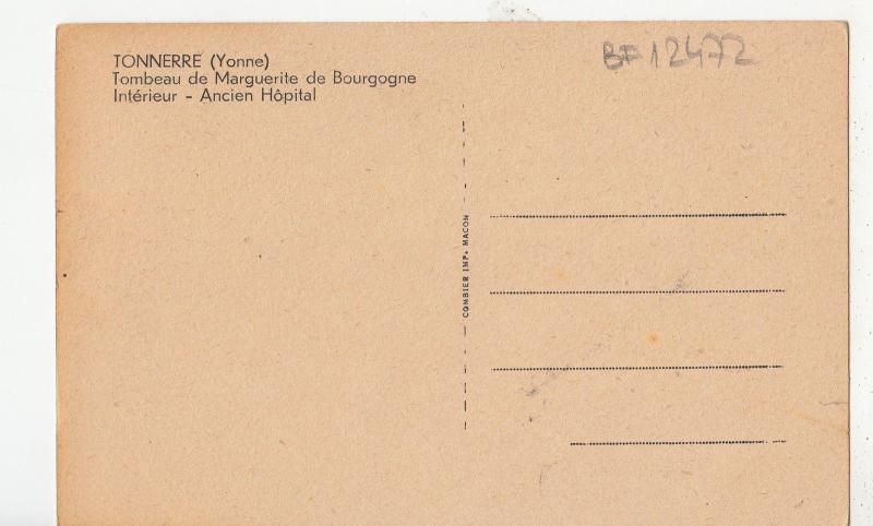 BF12472 tonnerre tombeau de marguerite de bourgogne inte france front/back image