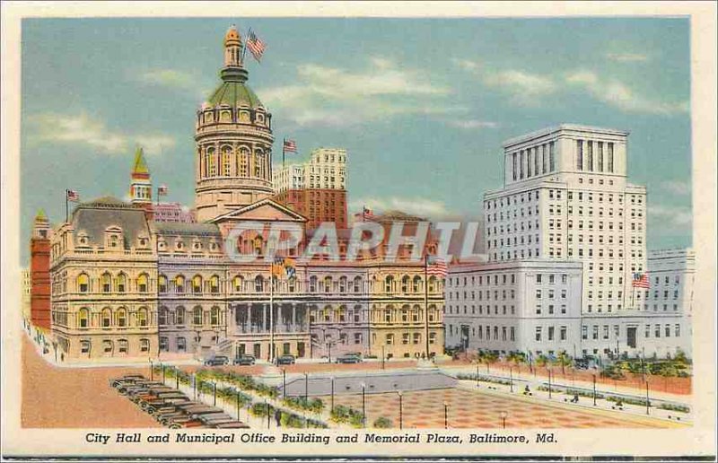Modern Postcard City Hall and Municipal Office Building and Memorial Plaza Ba...