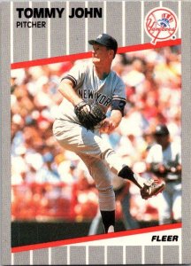 1989 Fleer Baseball Card Tommy John New York Yankees sk21038