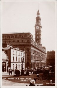 Sydney Australia Moore Street and Post Office Unused RPPC Postcard H21