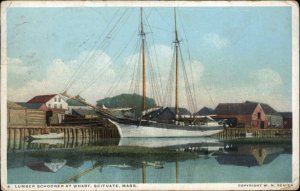 Scituate Massachusetts MA Lumber Schooner at Wharf c1910 Postcard 