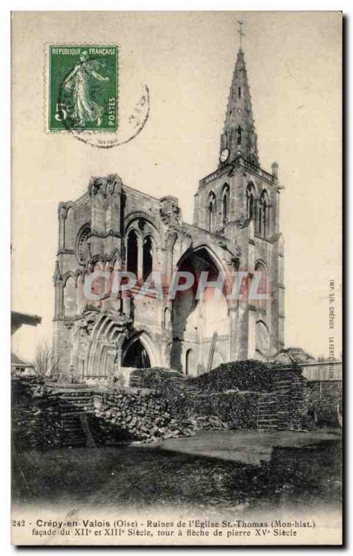 Crepy en Valois Old Postcard Ruins of St John & # 39eglise