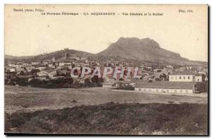 Roquebrune Old Postcard General view and the rock