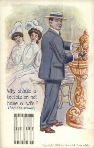 Dederick Bros Squished Letter Puzzle c1905 Postcard PRETTY WOMAN TEETOTALER