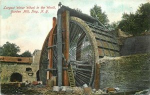 Burden Mill Troy New York Largest water wheel C-1910 Postcard Ramroth 20-935