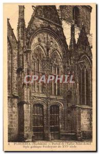 Old Postcard Ploermel Church Portal Saint Arinel Gothic Style century XvI