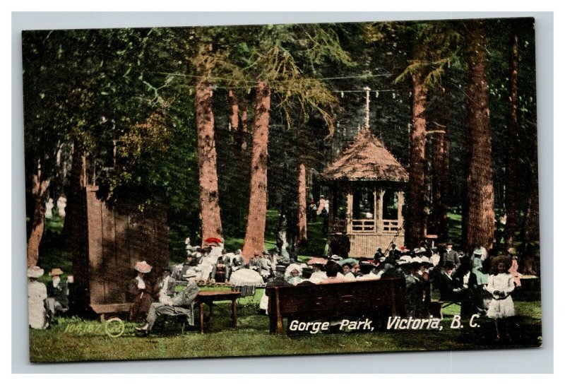 Vintage 1910's Colorized Photo Postcard Gorge Park Victoria BC Canada